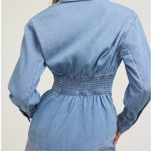 Dynamite Light Blue Denim Button-Down Shirt - Picture 3 of 7